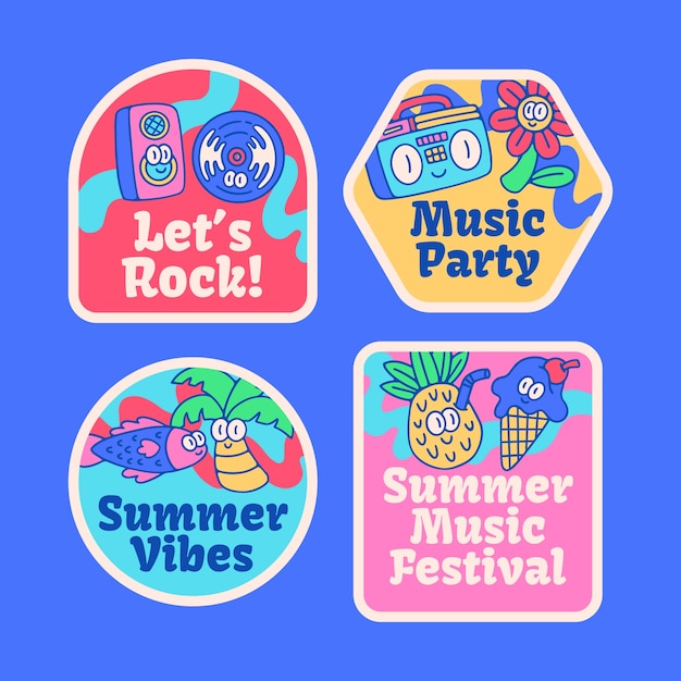 Free vector music festival badges  template design