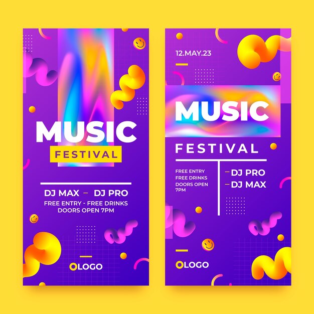 music festival banner vertical template design