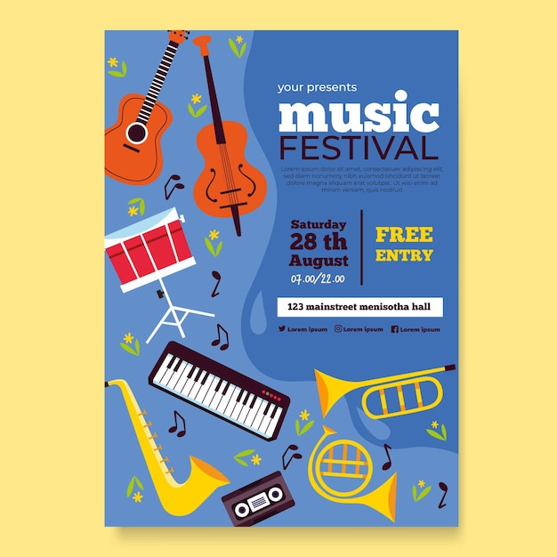 Free vector music festival concept