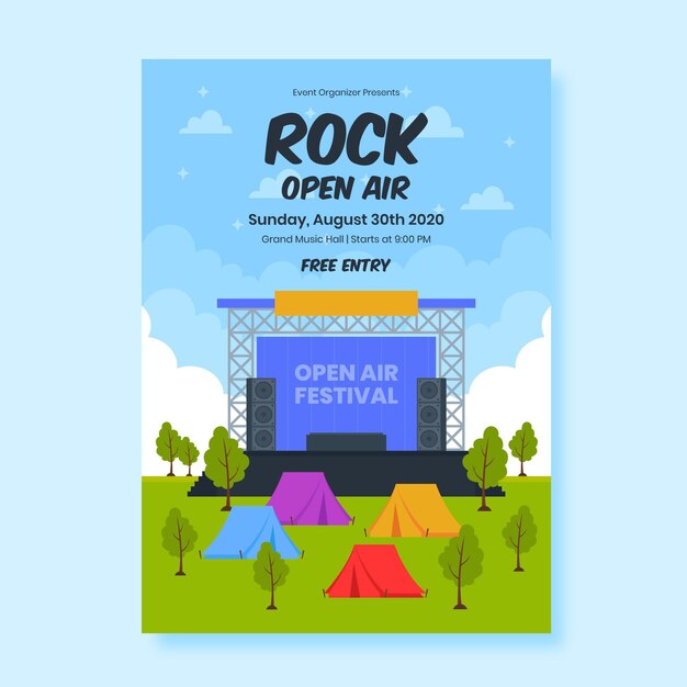 Free vector music festival event poster design