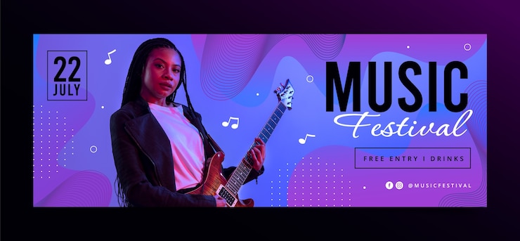 Free Vector music festival facebook cover template design