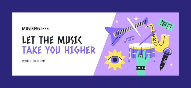 Free vector music festival  facebook cover template