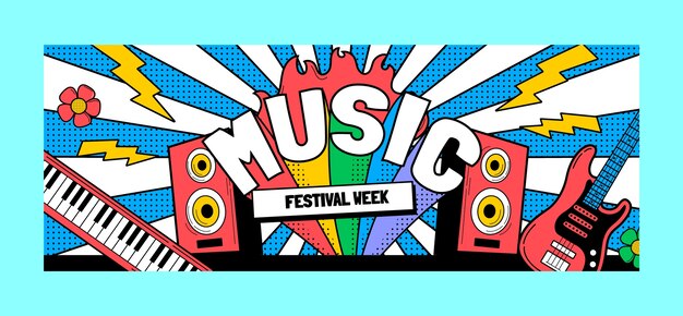 Music festival  facebook cover template