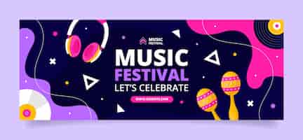 Free vector music festival facebook cover template