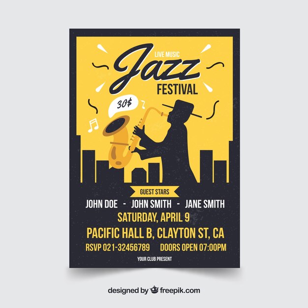 Music festival flyer in flat design