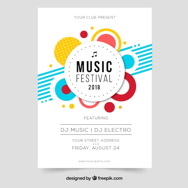Free vector music festival flyer in flat design
