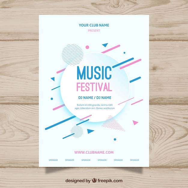 Music festival flyer in flat style