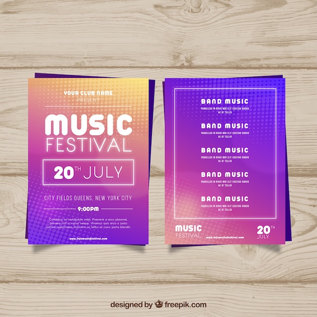 Music festival flyer in flat style