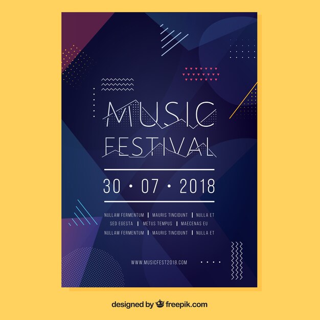 Music festival flyer in flat style