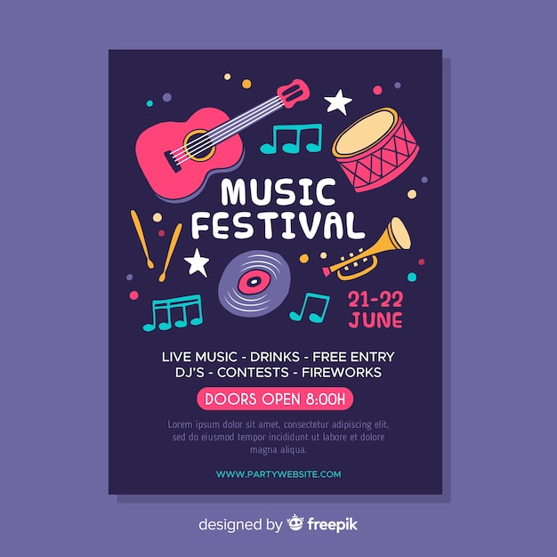 Бесплатное векторное изображение Флаер музыкального фестиваля