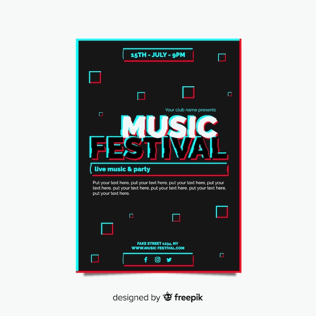 Free vector music festival flyer