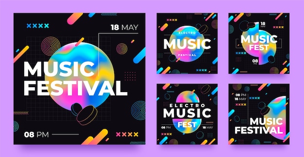 Music festival  instagram  posts template design