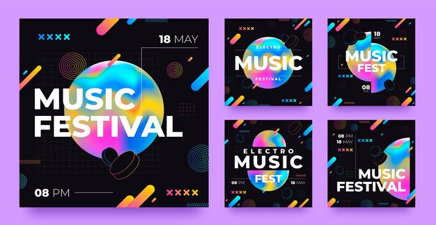 Music festival  instagram  posts template design