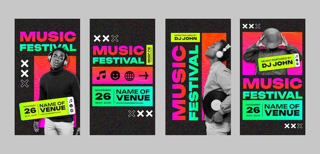 Дизайн шаблона историй instagram музыкального фестиваля