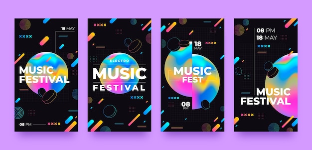 Free vector music festival instagram stories  template design