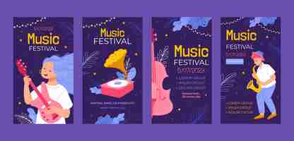 Free vector music festival instagram stories template