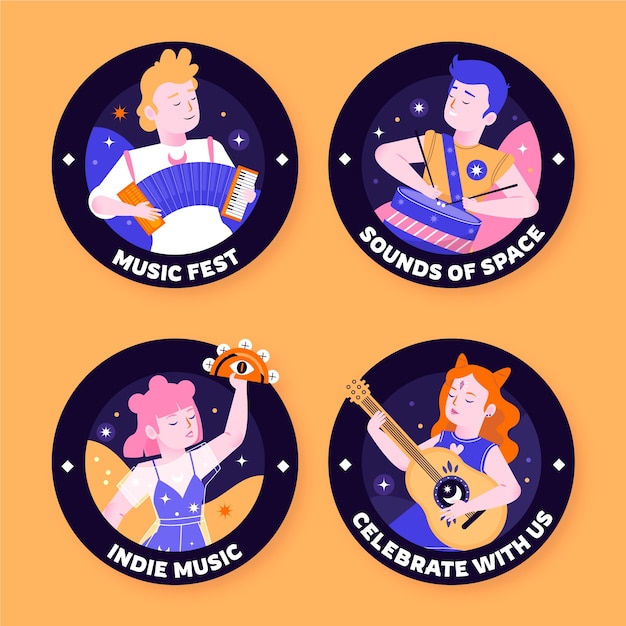 Free vector music festival labels template