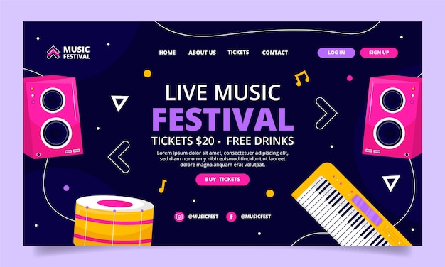 Modello di pagina di destinazione del festival musicale