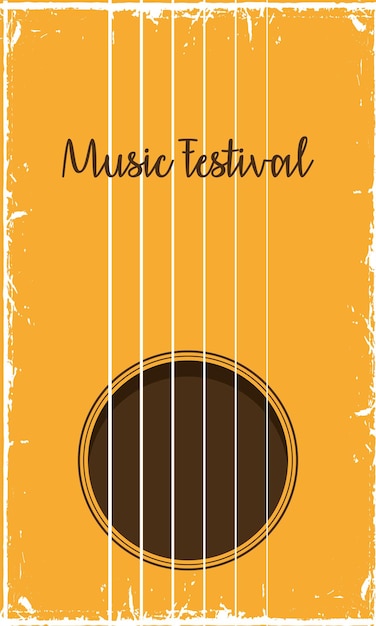 Vettore gratuito scritte del festival musicale nel poster di chitarra