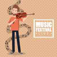 Free vector music festival live with man playing violin