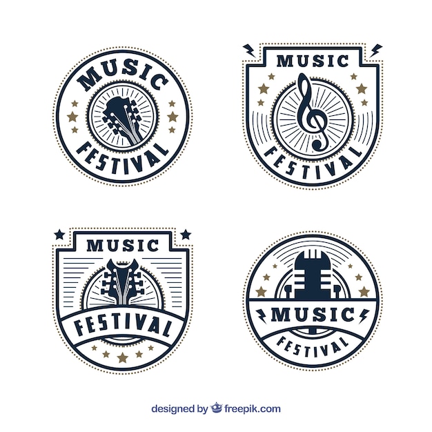 Music festival logo collection with flat design