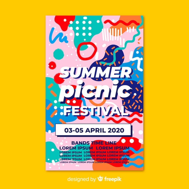 Free vector music festival party poster or flyer template