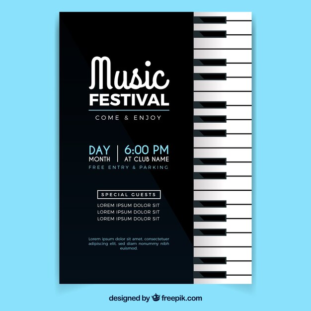 Music festival poster in flat style