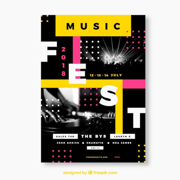 Free vector music festival poster in flat style