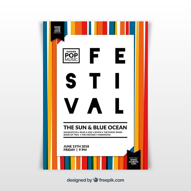 Music festival poster in flat style