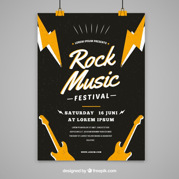 Free Vector music festival poster in flat style
