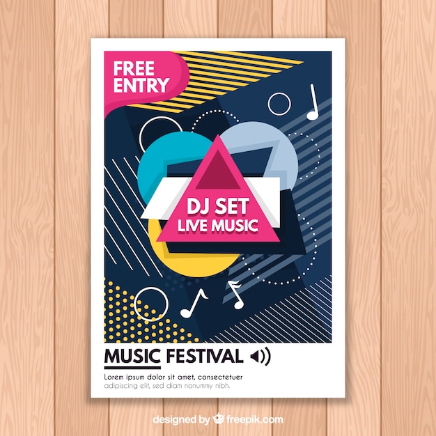 Free vector music festival poster in flat style