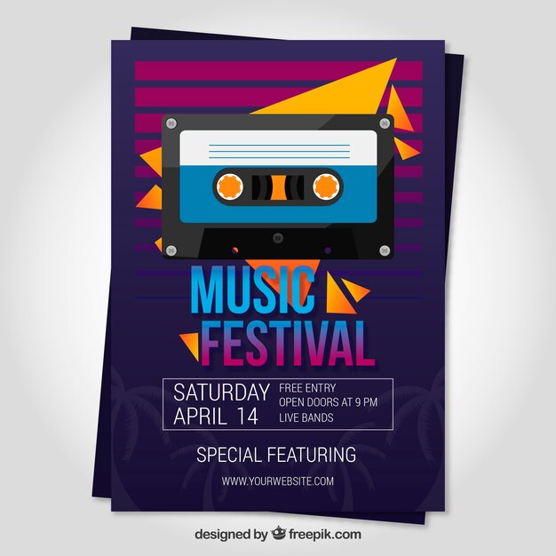 Music festival poster in flat style