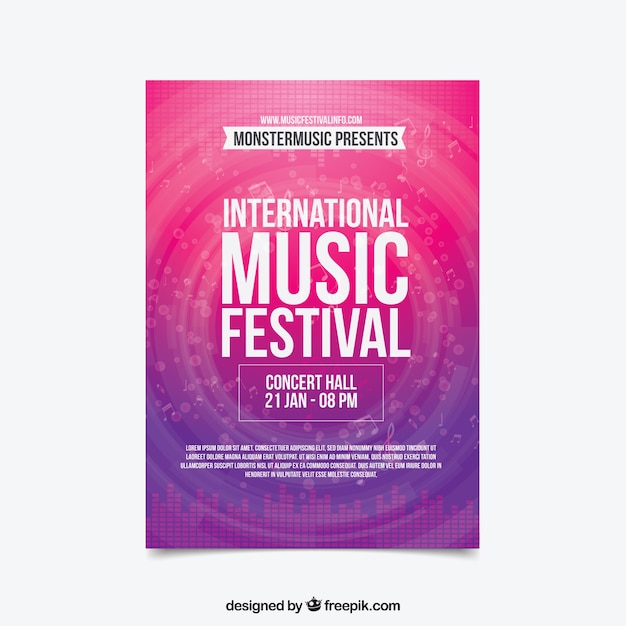 Free vector music festival poster in flat style
