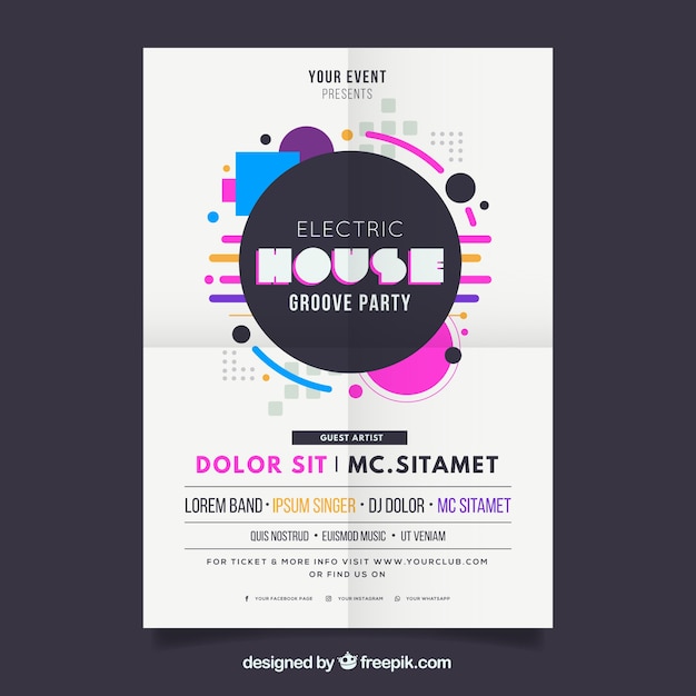 Free vector music festival poster in flat style