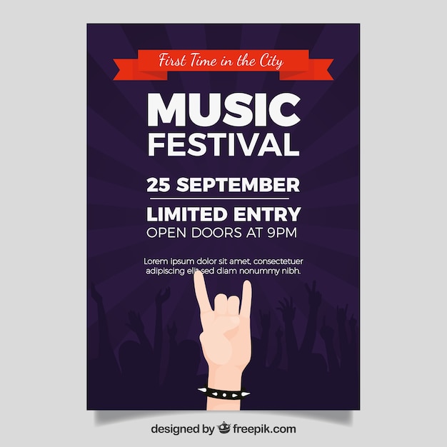 Music festival poster in flat style