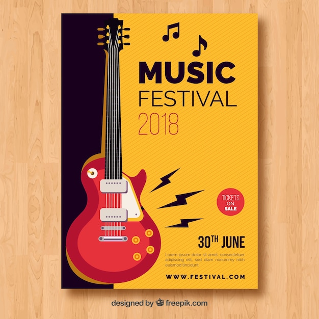 Free vector music festival poster in flat style