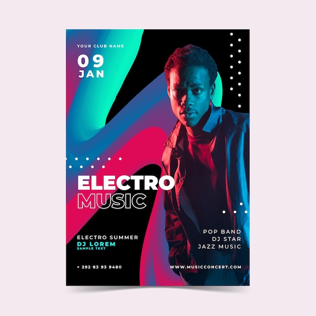 Free vector music festival poster template liquid effect