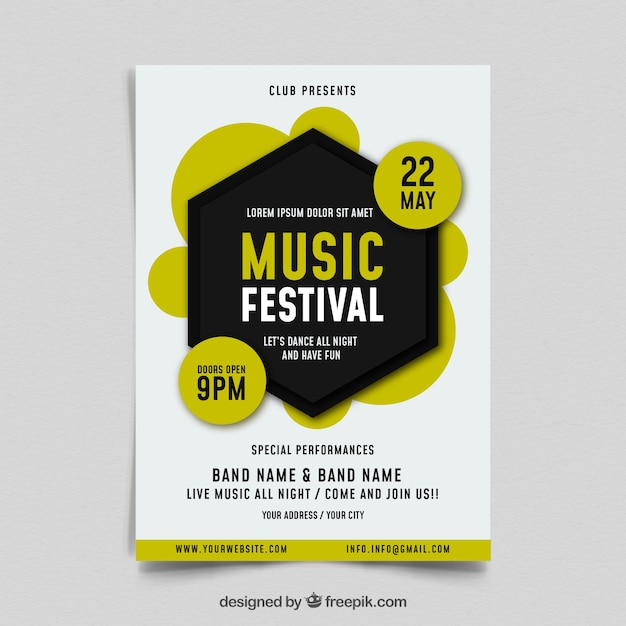 Music festival poster template with abstract style