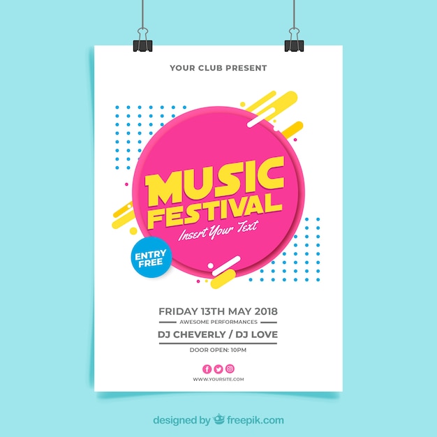 Music festival poster template with abstract style