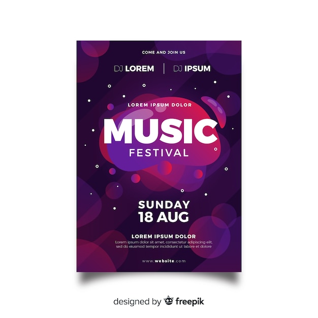 Music festival poster template with liquid effect