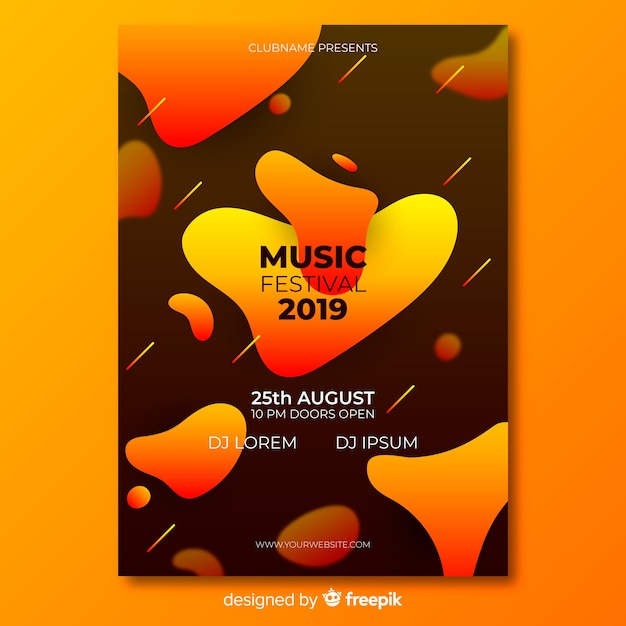 Music festival poster template with liquid effect