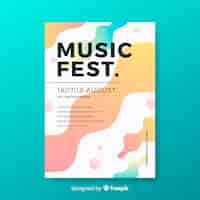 Free vector music festival poster template with liquid effect