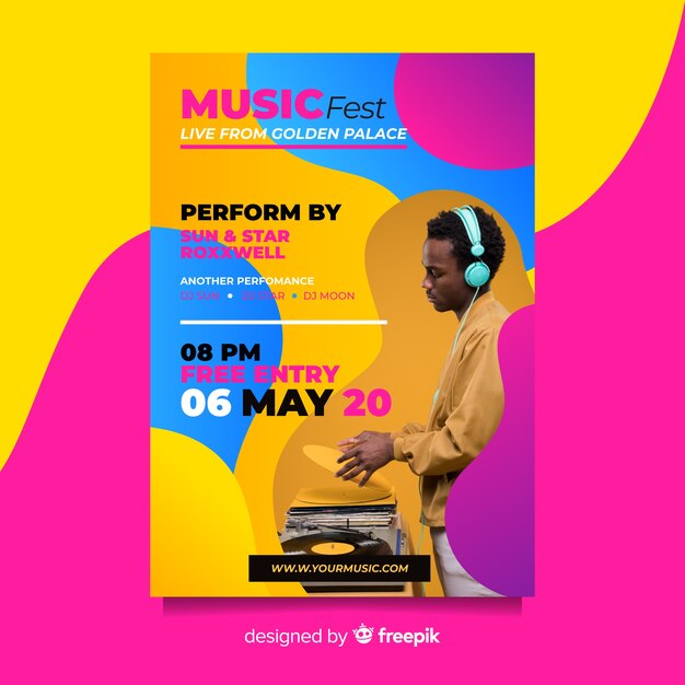 music festival poster template with photo