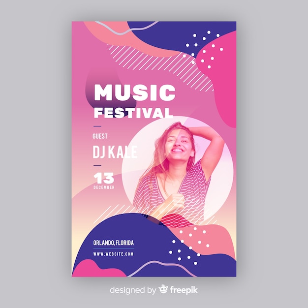 Music festival poster template with photo