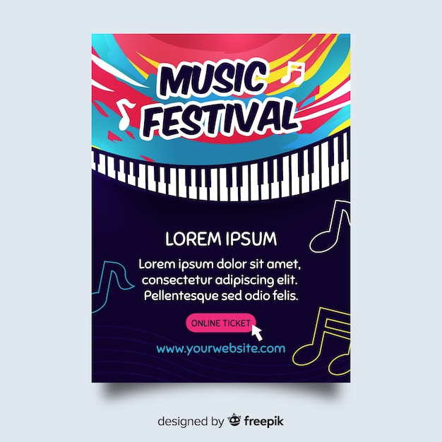 Free vector music festival poster template