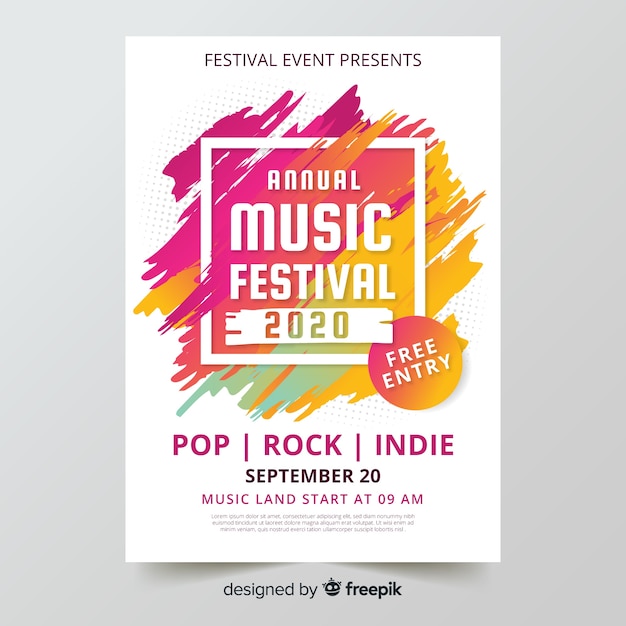 Free vector music festival poster template