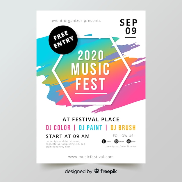 Free vector music festival poster template