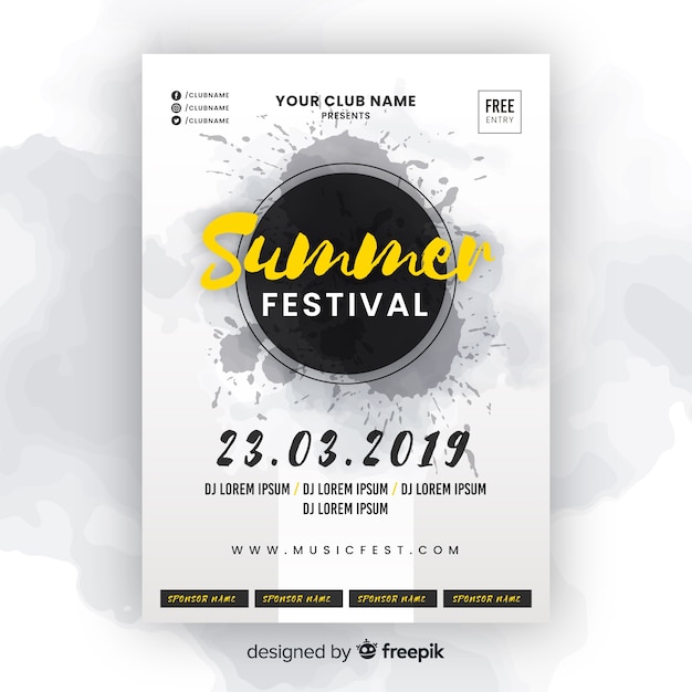 Free vector music festival poster template