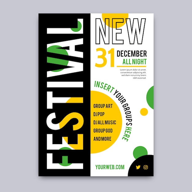 Free vector music festival poster template