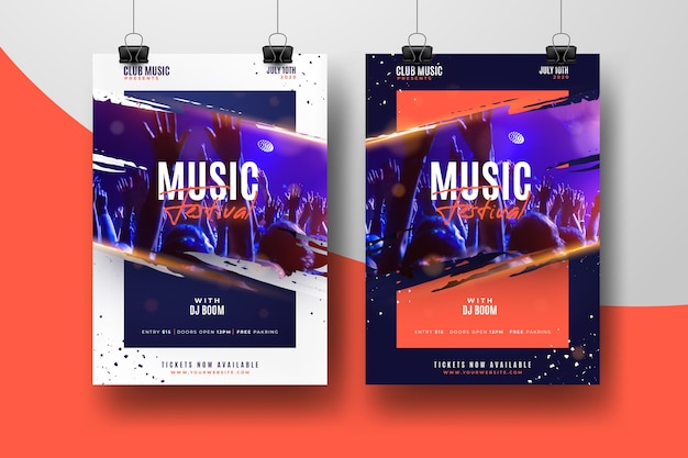 Free vector music festival poster template